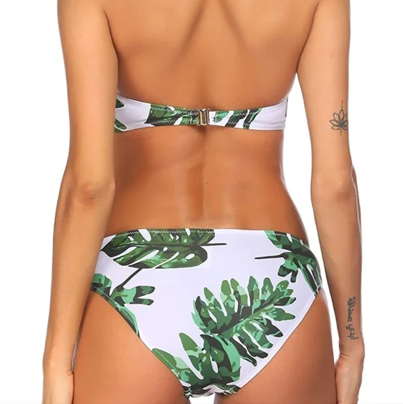 women's halter leaves bathingsuit high Neck Bikini Swimsuits size med - Picture 4 of 6